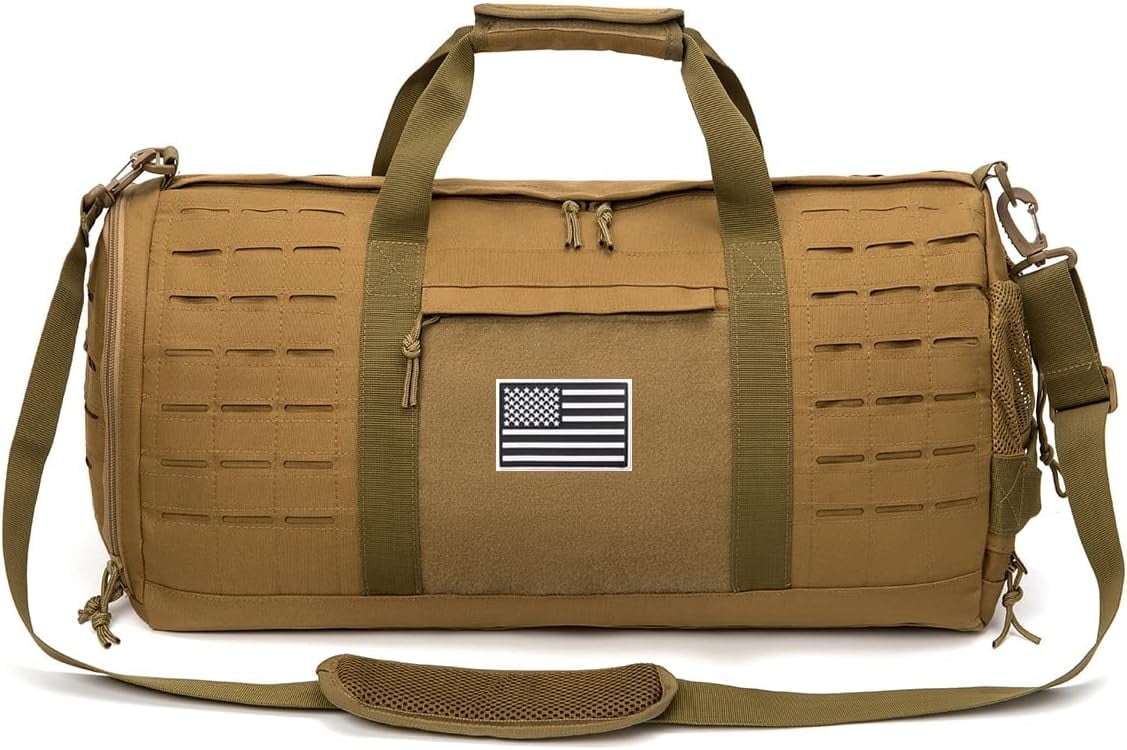 WarmH 40L Military Tactical Duffle Bag For Men Sport Gym Fitness Tote Travel Training Workout With Shoe Compartment Basketball Football Weekender