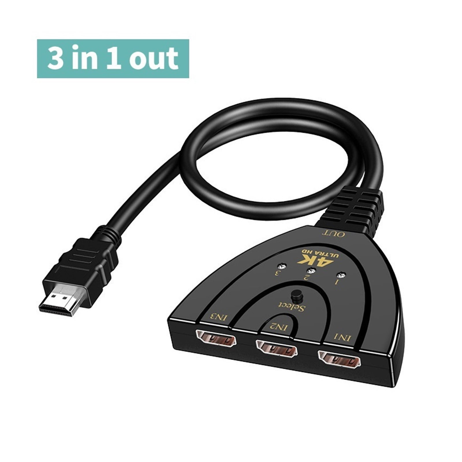 4K HDMI-Compatible Switch KVM Splitter Mini 3 Port VIdeo Switcher Hub for DVD HDMI PC Laptop TV ,High Image Resolution