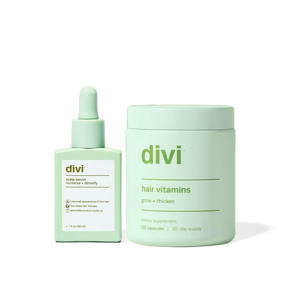 Divi Healthy Hair Bundle: Scalp Serum 1 fl oz and Hair Vitamins, 30-Day Supply