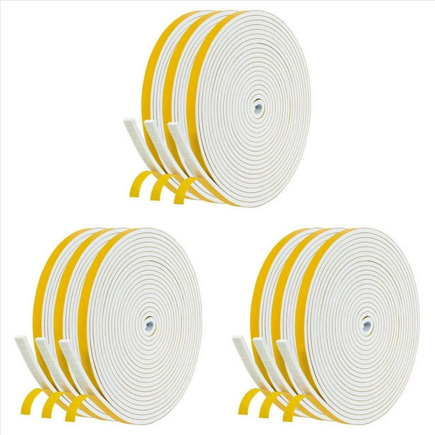 Cinta de Espuma Autoadhesiva Sell Ventana de la Puerta de ProteccióN Corrientes de Aire para Puerta, 6 mm de X 3 mm de Grosor,9 Piezas Cada para ,
