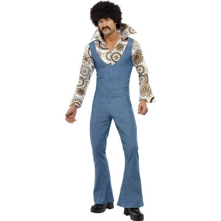 Smiffys Groovy Dancer Costume Jumpsuit with Attached Mock Shirt Large