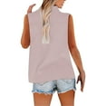 thumbnail image 4 of Pink Womens Tops Cotton Linen Shirts for Sleeveless Collared Tops Oversized Up Blouses Work Shirts Casual Summer Tshirt Shirts for Women, 4 of 6