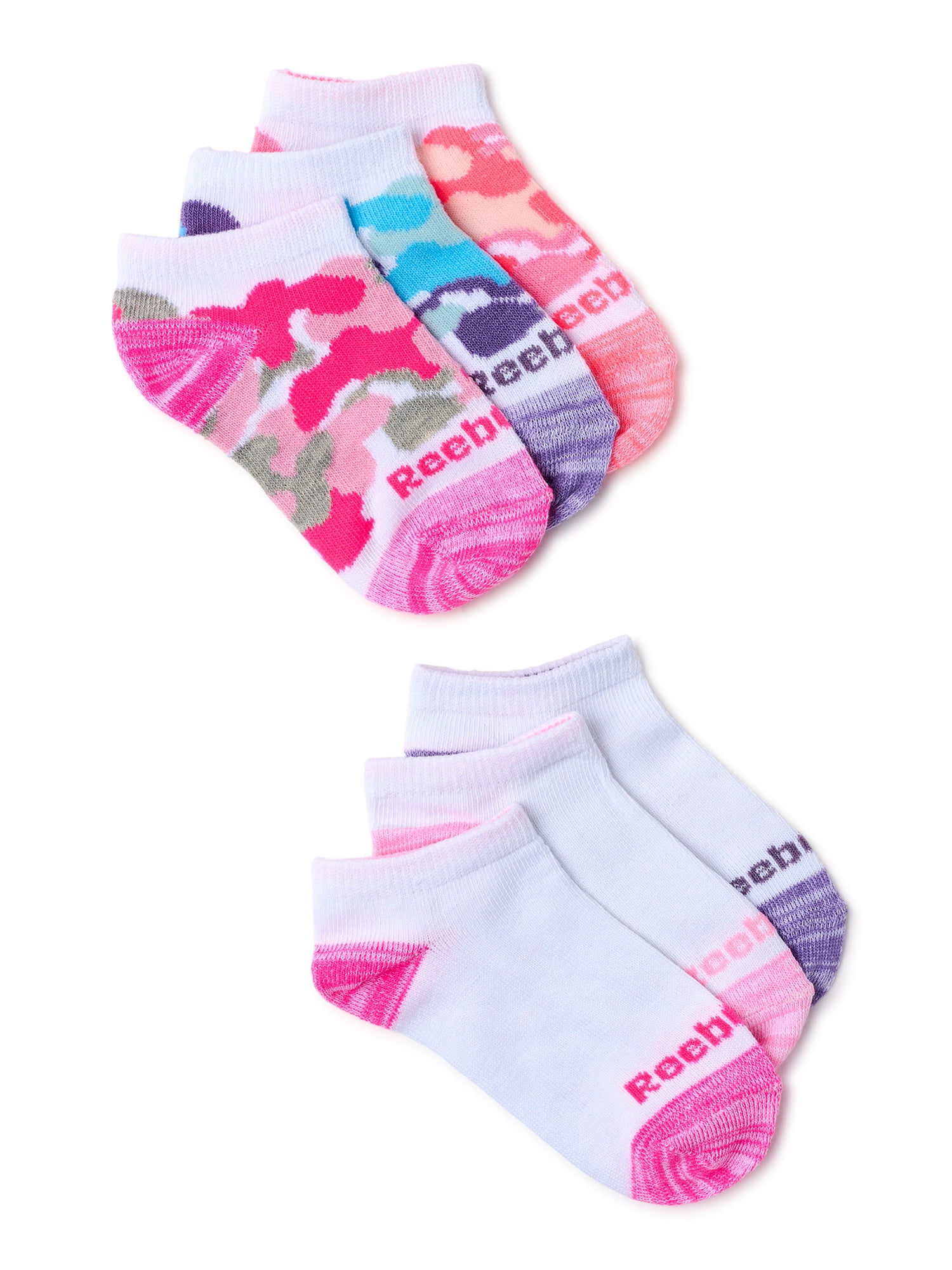 Reebok Girls Pro-Series Low Cut Socks, Medium, 6-Pack