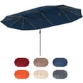 thumbnail image 1 of Costway 15.5 FT Extra-Large Patio Umbrella with LED Solar Lights & 12 Heavy-Duty Ribs Navy, 1 of 10