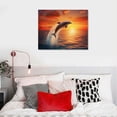 thumbnail image 5 of JRXY Sunset Canvas Wall Art, Dolphin Wall Art Framed, Dolphin Canvas Wall Art, Animal Wall Art Print on Canvas for Living Room Bedroom Bathroom Office Wall Decor, 16x12in, 5 of 5