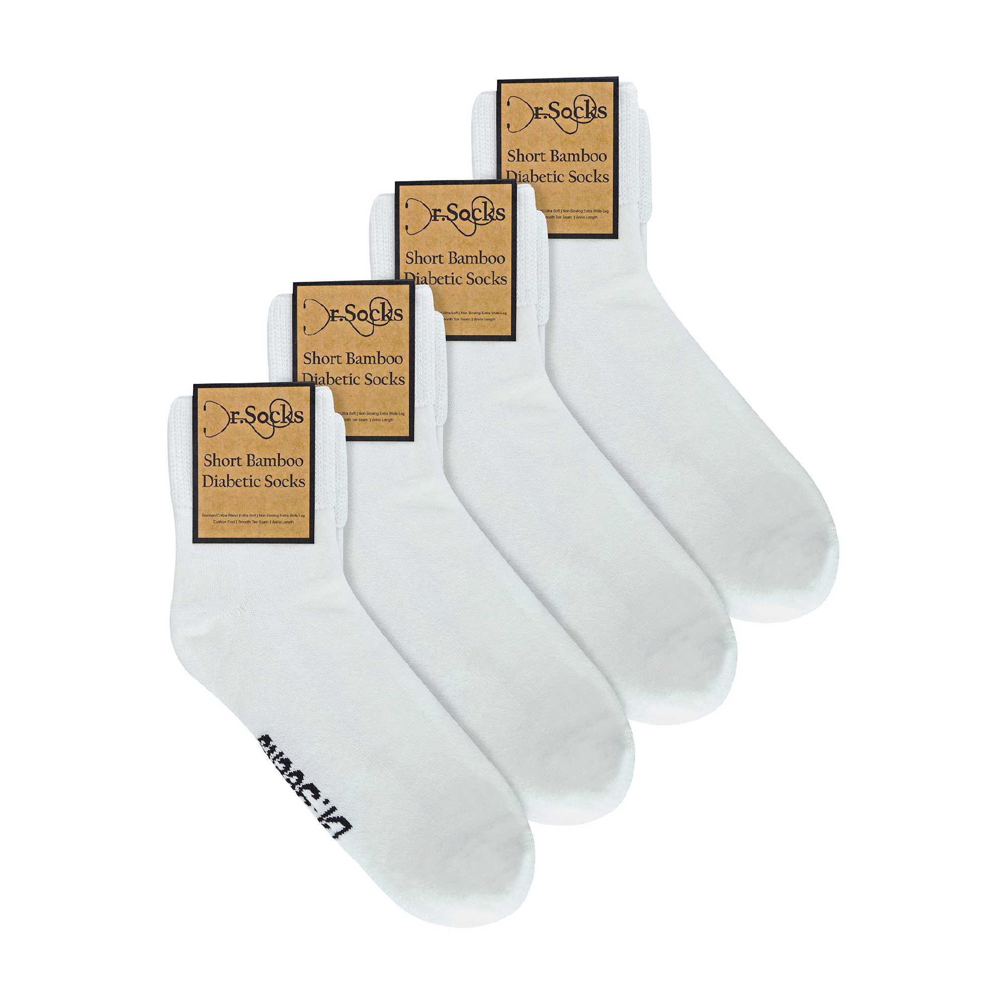 Mens Bamboo Diabetic Ankle Socks | Dr.Socks | Extra Wide Trainer Socks in Black & White