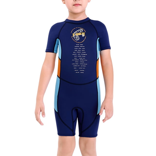 Soidarity Trajes de neopreno para niños de 2,5 MM, traje de buceo de una pieza, traje de neopreno de secado rápido, traje de baño para niños, buceo, Deportes acuáticos azul marino XL Soidarity OD003681-09