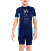 juguse 2.5MM Boys Wetsuits One-piece Diving Suit Drying Neoprene Wetsuit Swimsuit for Children Diving Snorkeling Surfing Swimming Navy blue S