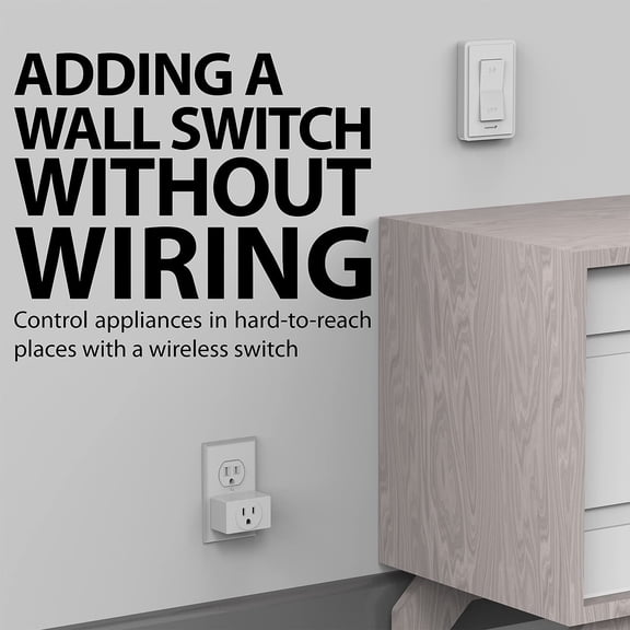 OPVM-Wireless Remote Control Outlet Plug Indoor, Battery Operated Light Switch with Braille On/Off Mark, for Lights, Christmas Tree, No Interference, 15A/1875W, No Wiring & Expandable