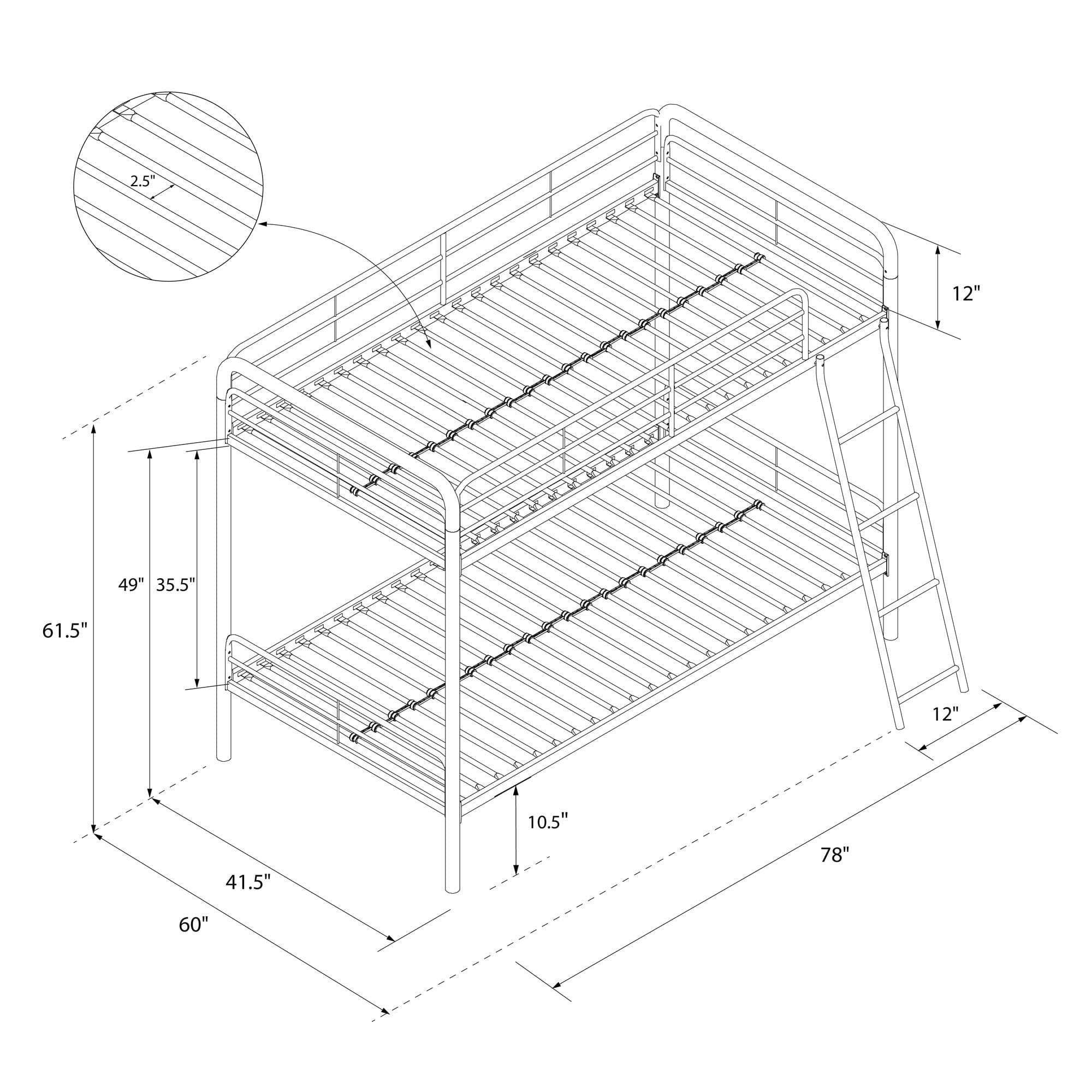 DHP Dusty Twin over Twin Metal Bunk Bed with Secured Ladder, Off White