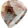 thumbnail image 1 of Wekity Swimming Cap Eiffel Tower Paris Retro Colors Adult Wekity Polyester, 1 of 4