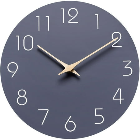 AFQH Wooden 30cm Silent Wall Clock for Home Decor Large Number Modern Clock