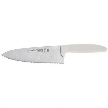 Dexter-Russell 9" Offset Scalloped Slicer - Professional Kitchen Knife With Red Handle, Made In USA