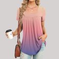 thumbnail image 5 of Sentuca Casual Going Out Tops for Women Soft Print Short Sleeve Square Neck Tops, 5 of 5