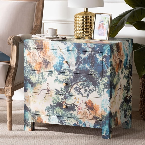 Baxton Studio Adeline Modern End Table, 3-Drawer, Multicolor