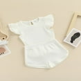 thumbnail image 3 of Newborn Baby Girl Summer Clothes Ribbed Sleeveless Top Elastic Short Pants 2Pcs Set White 3-6 Months, 3 of 8