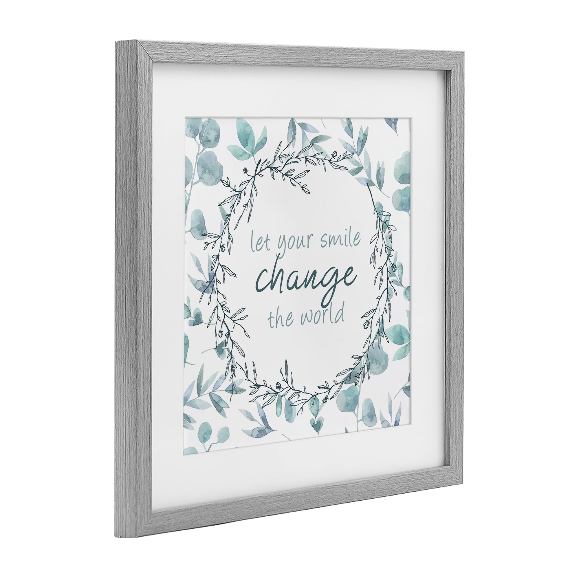 Stupell Industries Smile Change The World Gray Framed Print Under Glass, design by Kim Allen