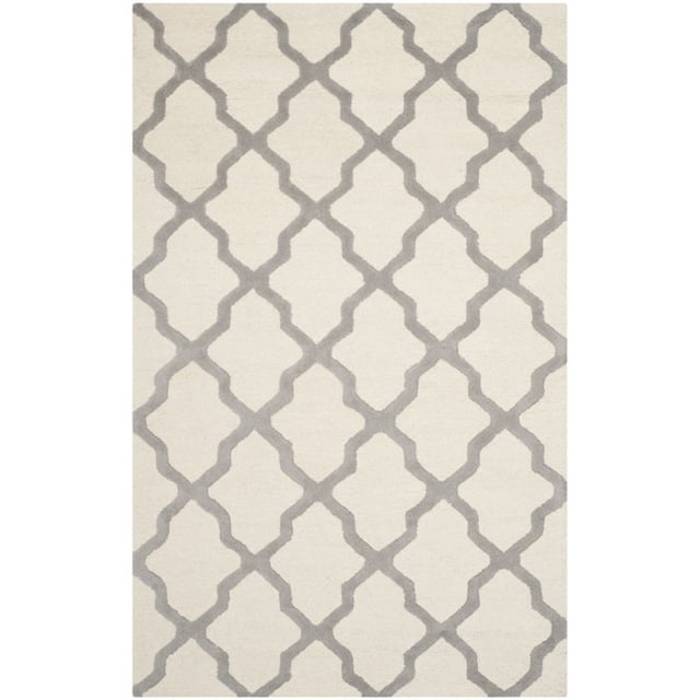 Safavieh Cambridge Collection CAM121Y Handmade Moroccan Geometric Ivory and Silver Premium Wool Area Rug (8' x 10')