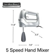 Hamilton Beach Professional 5-Speed Electric Hand Mixer with Easy Clean Beaters, 5 Attachments & Case, Mixer for Kitchen, Silver