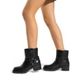 thumbnail image 6 of DREAM PAIRS Women's Ankle Booties Low Heel Biker Motorcycle Boots with Buckle Strap, 6 of 7