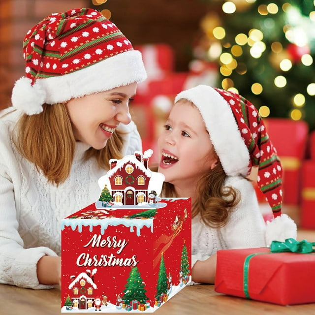 Danhjin Boîtes à Trésorerie Rouges Boîte à Trésorerie de Noël Décoration de Fête d'Anniversaire Fournitures de Fête Boîte Cadeau Décorations de Noël