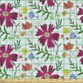thumbnail image 2 of Floral Fabric by the Yard, Vivid and Vintage Flowers and Leaves Blossoming in Spring Season, Decorative Upholstery Fabric for Sofas and Home Accents, Magenta and Multicolor by Ambesonne, 2 of 5