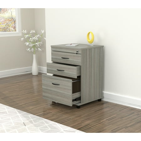 - Inval Modern Smoke Oak Locking File Cabinet