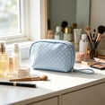 thumbnail image 4 of Blue Polka Dot Toiletry Bag, Waterproof Travel Makeup Bag with Large Capacity Storage and Zipper Closure, Portable Cosmetic Organizer for Women Travel Vacation Business Trips, 4 of 7