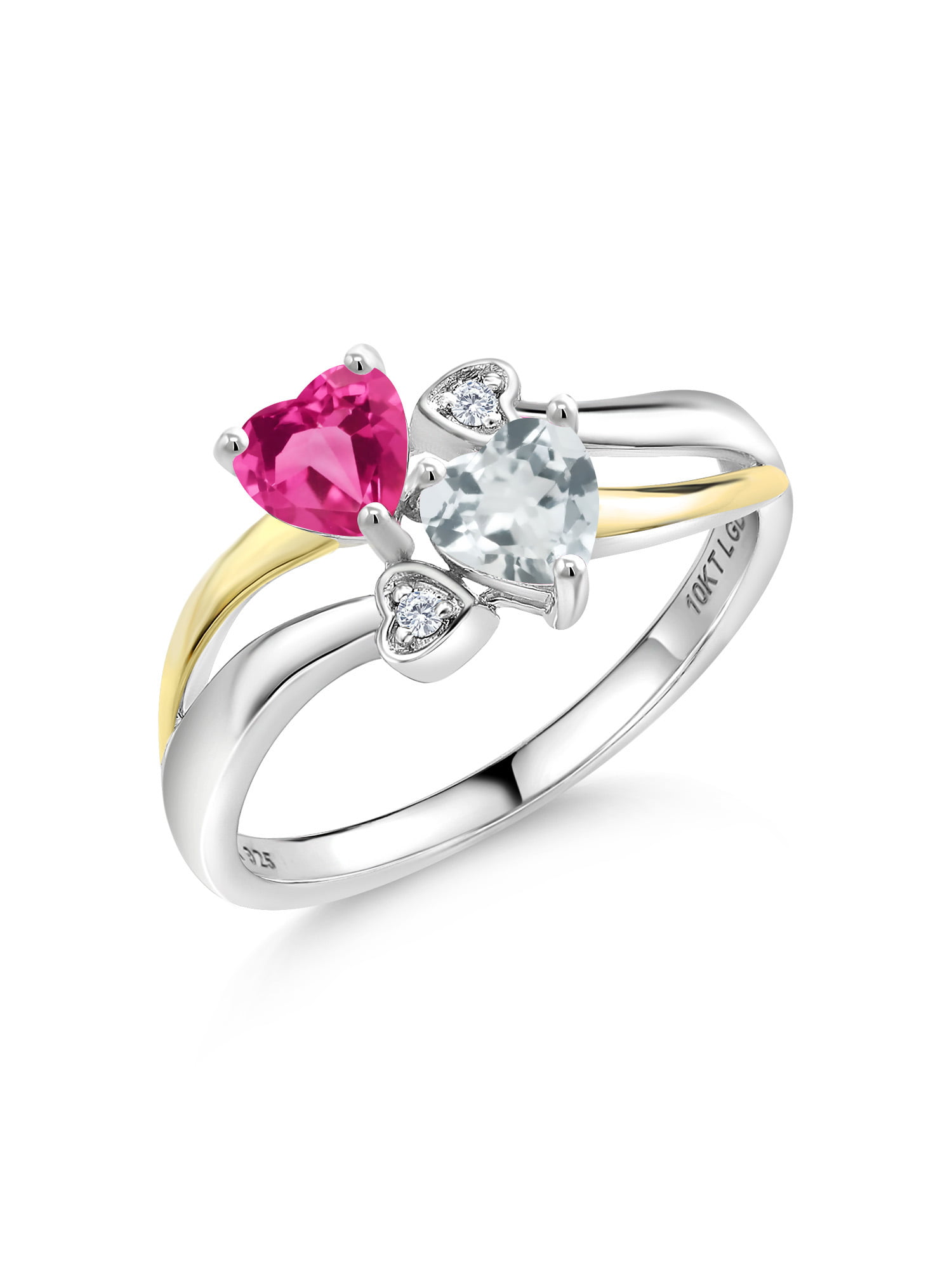 Gem Stone King 1.04 Ct Pink Created Sapphire White Created Sapphire 925 Sterling Silver Ring 