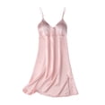 thumbnail image 2 of DHFJKG Nightgowns For Womens Silk Satin Mini Sleep Dress Casual Solid Color Spaghetti Strap Padded Summer V Neck Nightwear Leisure Home Clothes, 2 of 3
