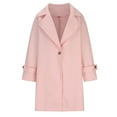 thumbnail image 3 of WCMZJ Women Winter Fall Single Breasted Pea Coat Bussiness Work Trend Coat Overcoat Long Sleeve Lapel Jacket Outerwear Pink S, 3 of 5