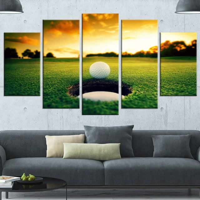 Tableau sur toile imprimée Design Art Paysage Balle de golf près le trou