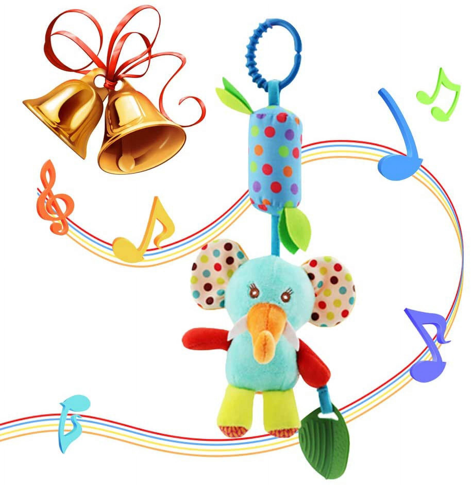 DoerSpace Sonajero De Animales Para Bebés – Juguete Para Cochecito Con Clip, Sonidos Y Música, Conejito, Oso Y Estrella De Peluche, Ideal Para 0-36 Meses