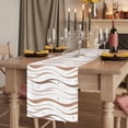 thumbnail image 2 of Table Runners 48 Inches Long Dress Scarves, Brown Stripes Farmhouse Kitchen/Dining Table Runner, Short Coffee Tablerunners, Minimalism Ombre Waves Abstract Textures 13x48 Inch, 2 of 9