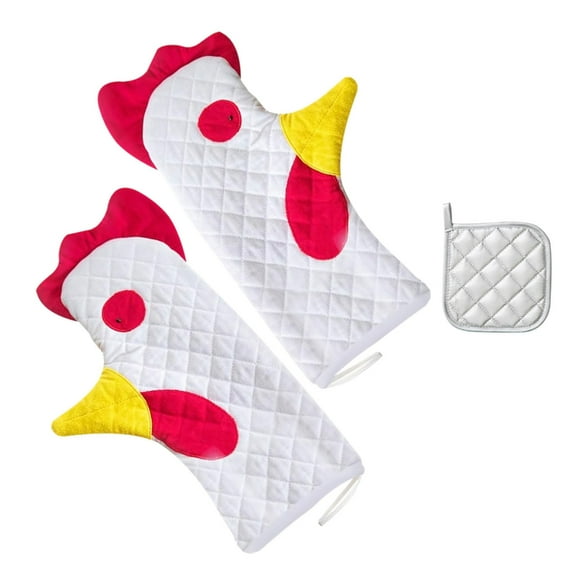 Necvior Oven Mitts Rooster Heat Resistant Oven Glove Pots Holder Reusable Oven Glove