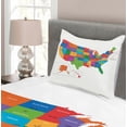 thumbnail image 3 of Ambesonne Colorful Quilted Bedspread Set 2 Pcs, USA Map with States, Twin Size, Multicolor, 3 of 4