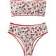 thumbnail image 1 of Traje de baño con estampado floral para mujer, sin tirantes, bandeau de corte alto, bikini Rojo (Red Floral) G Rojo (Red Floral) G Xishao ropa, 1 of 2