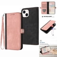 thumbnail image 1 of Mantto Wallet Case for iPhone 13 Magnetic Card Slots Holder Kickstand Shockproof Case Luxury PU Leather Wrist Strap Handbag Soft Silicone Drop Resistant Shockproof Protective Case,Pink, 1 of 9
