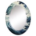 thumbnail image 2 of Designart "Blue White Ocean Oceanic Odyssey II" Nautical & Beach Round Wall Mirror - Coastal Oval Printed Decorative Oversized Mirror - Multiple Color Options, 2 of 4