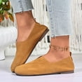 thumbnail image 2 of Miluxas Flat Shoes for Women Slip on Comfortable Walking Shoes Ladies Cute Flats Low Wedge Fashion Round Toe Shoes Brown 6.5(38), 2 of 9