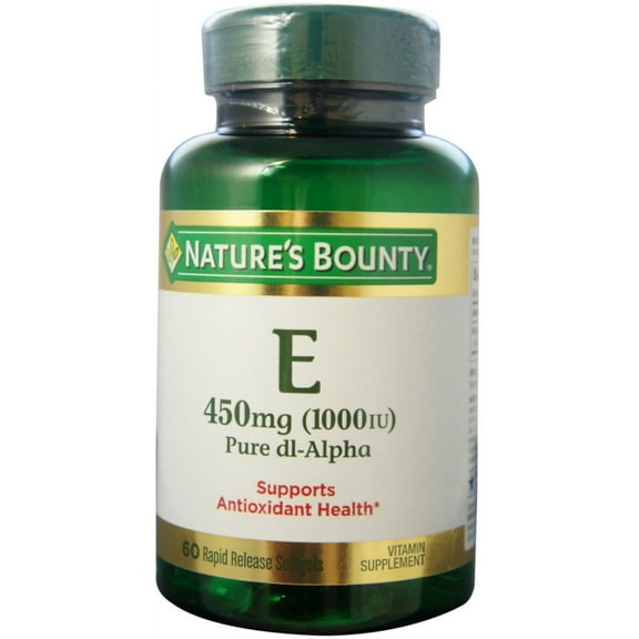 Nature's Bounty Vitamin E 1000 IU Softgels Pure DL-Alpha 60 Soft Gels (Pack of 2)