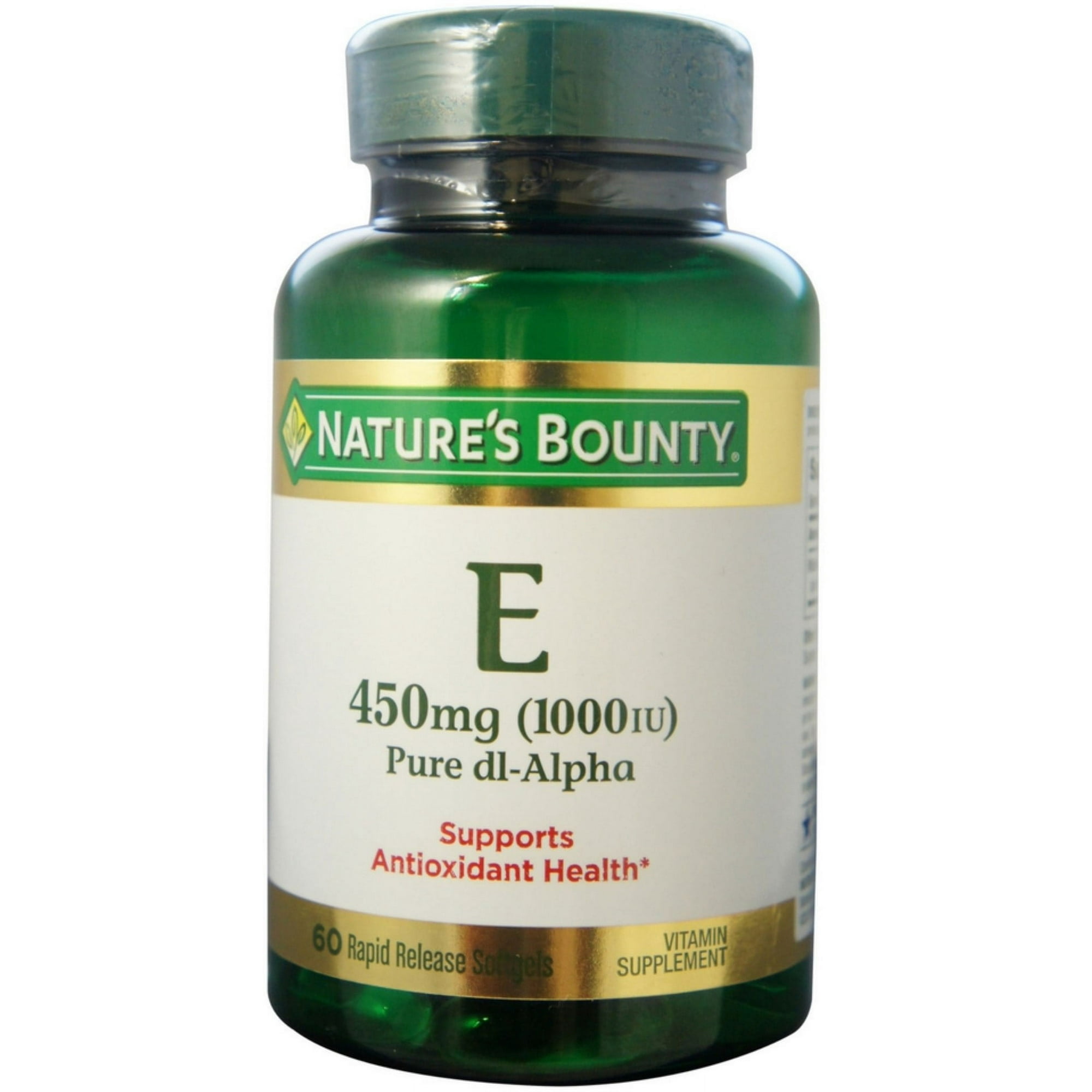 Nature's Bounty Vitamin E 1000 IU Softgels Pure DL-Alpha 60 Soft Gels (Pack of 2)