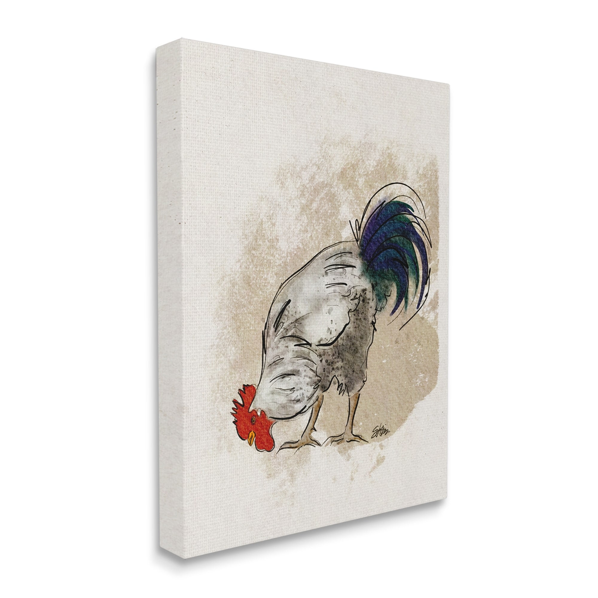 Stupell Farmhouse Chicken Country Animal Animals & Insects Painting Gallery Wrapped Canvas Print Wall Art