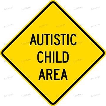 Autistic Child Area - 12 x 12 inch Metal Sign, Aluminum Sign, Black and Yellow