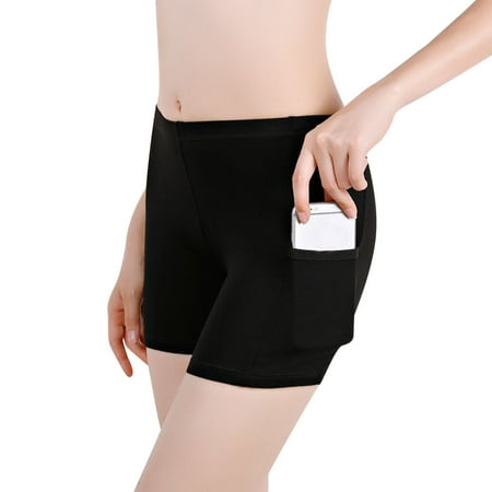 yunLCZ Womens Cotton Boxer Shorts Underwear Women s Solid Pants Glare Splice Non Rolling Plus Size Leggings Tight Underwear Pocket Short Pant