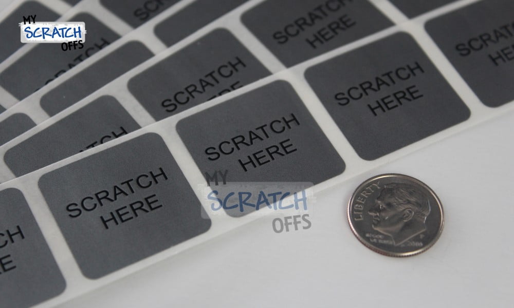 My Scratch Offs 1" Silver Square "Scratch Here" Scratch-off Sticker Labels, 250 Count