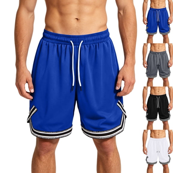 cllios Basketball Shorts for Men Big and Tall Lightweight Breathable Comfy Baggy Shorts with Pockets Elastic Waist Drawstring Short Pants for Sport Black L