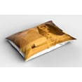 thumbnail image 2 of Ambesonne Egyptian Pillow Sham 2 Pack, Sphinx Old Face, 30"x20", Amber Sand Brown, 2 of 3
