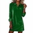thumbnail image 2 of Stamzod Cocktail Dresses for Women 2025 Trendy Fashion Long Sleeve Sequin Velvet Dress Dance Party Sparkly Midi Dresses for Women Green XL, 2 of 9