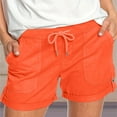 thumbnail image 2 of Womens Comfy Summer Drawstring Shorts Summer Solid Color Elastic Waist Casual Loose Shorts with Pockets Orange M, 2 of 8